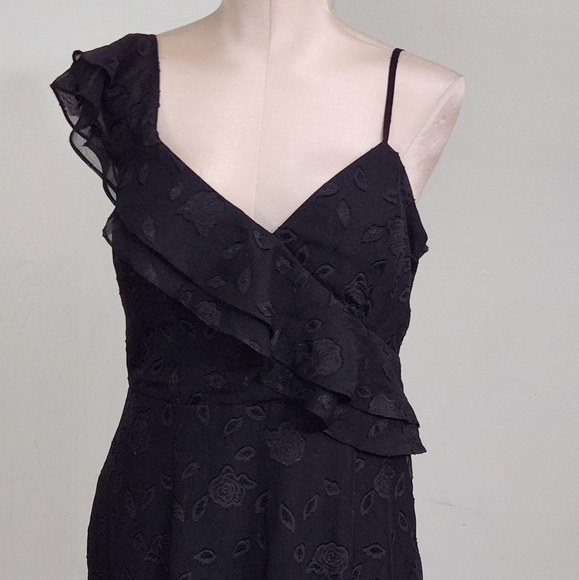 Lulus Forever Be Black Floral Jacquard Ruffled Maxi Dress - Picture 4 of 9